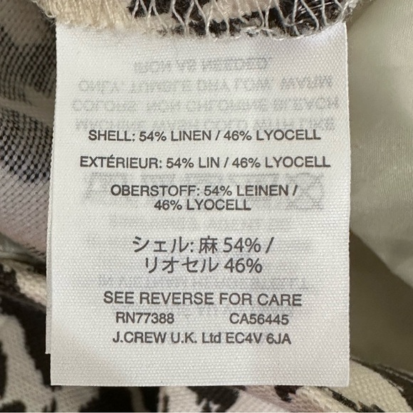 Jcrew Easy Pant Leopard Linen Cream Brown - Picture 6 of 8